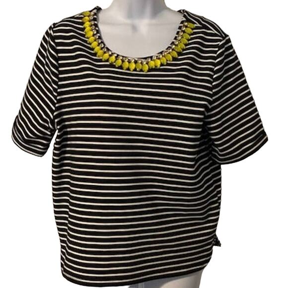 B.P Collection Size L Jeweled Black/White Top - Picture 2 of 4